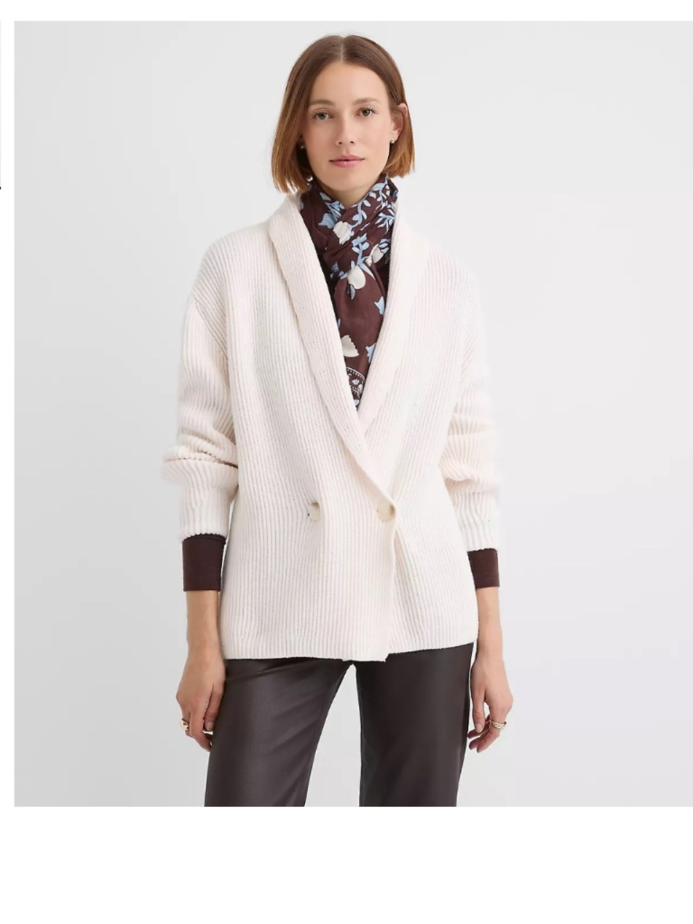 Loft Double Breasted Cardigan, Ivory, Size S